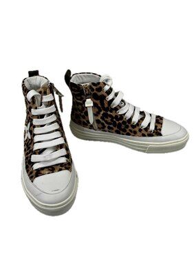Louis Vuitton LV Stellar Line High Cut Leopard Sneakers Calf Hair Brown